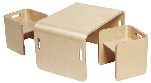 ECR4Kids Premium Bentwood Multipurpose Table & Chair Set, 3-Piece, Natural