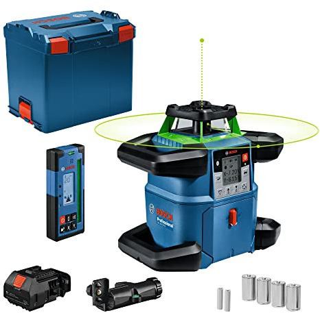 Bosch Professional Livella laser rotante 18V System GRL 650 CHVG (laser verde, doppia pendenza, con funzione app, portata: 650m (diametro), L-boxx)