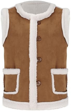 Leichte Westen für Damen mit Taschen, individuell, trendig, Winter, Teddy-Fleece-Mäntel, kontrastierend, Übergröße, lässig, ärmellos, Jacken für Damen, Jagdweste (Z1-Braun, S), Z1-brown, 36