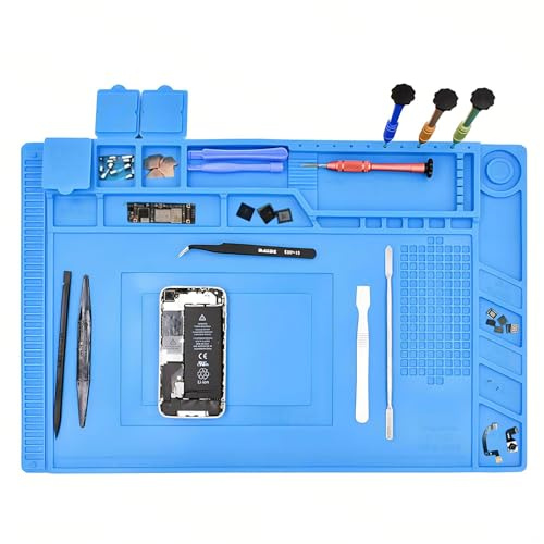 SRTSTR Alfombrilla de Soldadura Silicona Estera para Reparar Almohadilla de Trabajo 500℃ Resistente al Calor Antiestática Alfombrilla Tapete de Reparación Magnético para Electrónicas,Móvil(45x 30cm)