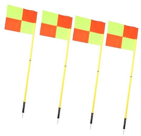 Dilwe Fußball-Eckfahnen, Set mit 4 Stangen, Leuchtende Farben, 1,5 M Länge, Profisport, Freiluft, Fußballspielen, Training, Dauerhaft für Männer, Frauen, Kinder und Familien