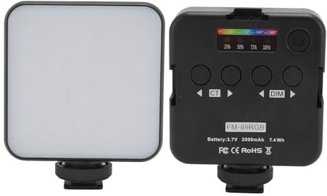 RGB-Videoleuchte, Kamera-Fülllicht, Vollfarbige Tragbare Fotobeleuchtung, 2000 MAh Wiederaufladbares LED-Fülllampenfeld, für Vlogging, Videoaufzeichnung