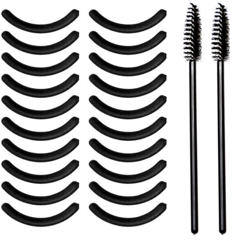 SGERUFZ 20 Pcs di piegaciglia professionale Strumento piegaciglia in metallo arricciatura di lunga durata adatto a tutte le forme di occhi con 2 pennelli per ciglia