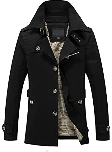 Classic Stylish Trench Coat Men Lightweight Winter Outwear Windbreaker Outdoor Casual Overcoats With Pockets Trench Jacket Single Breasted Pea Jacket Mid Length Work Jacket L-4Xl