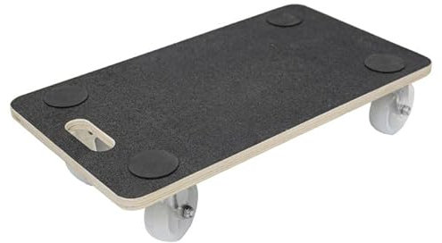 Amig - Plateforme de Charge avec Roues | Support Roulant Rectangulaire | 4 Tapis antidérapants | 58 x 29 cm | Charge Max.: 200 kg | 4 Roues: 2 avec Frein | MDF | Certifié FSC | Noir