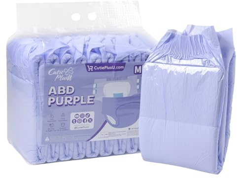 CutiePlusU Pañal adulto 10 piezas Bragas Desechables para Incontinencia con Bucles Morado(Medium 28-38)