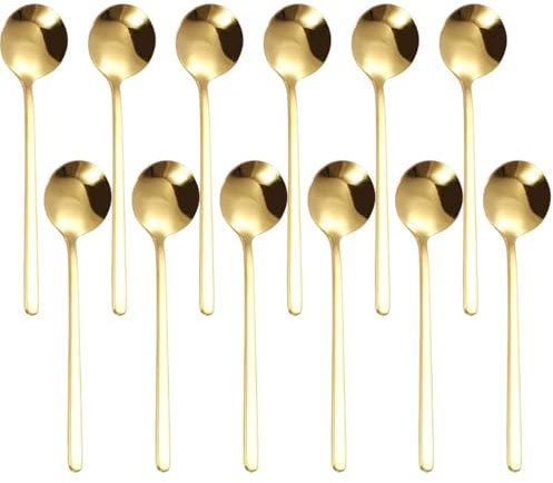 Pack De 12 Cucharas De Acero Inoxidable, Cucharas De Mango Largo, Cucharas De Café, Utensilios De Cocina, Cucharas Para Mezclar, Cucharas Para Postre