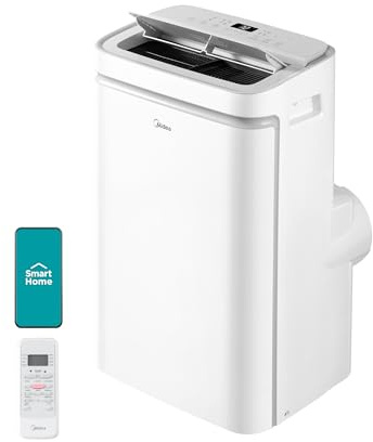 Midea 12,000 BTU ASHRAE (8,000 BTU SACC) Portable Air Conditioner, Cools up to 350 Sq.Ft., with Dehumidifier & Fan mode, Control with Remote, Amazon Alexa & Google Assistant, Easy-to-use and Install