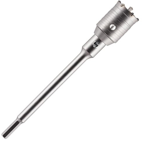 40mm TCT Core Drill Bit + HEX Shank Adapter + Tungsten Carbide Tipped Pilot Drill For Masonry, Brick, Aerated Block Etc. Concrete Hole Saw Wall Drill Bit Set With 240mm Long HEX Shank Extension Bar