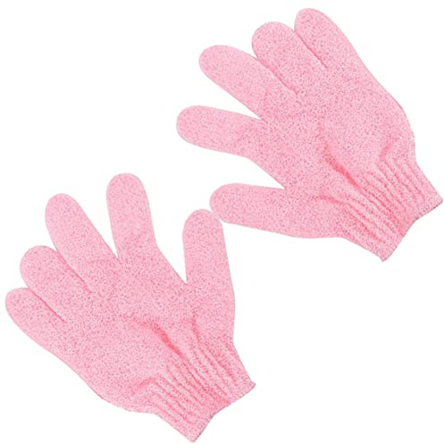 BESTYASH Moufles de Bain Exfoliants en Nylon Lot de 2 Taille Unique Rose pour Hommes Femmes Garçon et Filles Gommage Corporel Spa Bain
