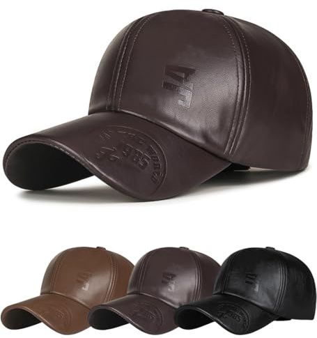 Cozyan Uomo Cappellini da Baseball Classic Polo Cappelli PU Pelle Regolabili Berretto Autunno e Inverno Baseball cap Invernale Cappello Uomo con Fodera Cappellino per Sport