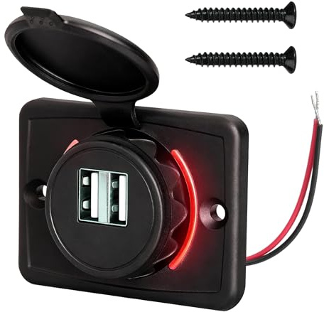 Toma USB para Coche, Toma USB Doble para Coche, Toma USB De12V para Autocaravanas, Cargador Integrado De 12V-24V Fabricado En Abs para Autocaravanas, Motos, Carga Rápida para Dispositivos Móviles.