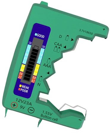 Comprobador de batería con pantalla LCD, voltios y comprobador de capacidad para C/D/AA/9V/pilas de botón, probador de batería compacto