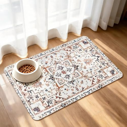 YOSEPATI Tapis d'alimentation pour Chien, Tapis Super Absorbant 30x50cm | Tapis De Sol Antidérapant Pour Animaux De Compagnie, Anti-Taches, à Séchage Rapide, Distributeur D'Eau Pour Chien Et Chat
