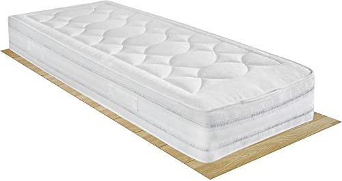 Comprarredo Materasso singolo a molle ortopedico rigido MESSICO 90x200 altezza 25 cm, con fascia traspirante e lato estivo (cotone) e invernale (lana), colore grigio, made in italy