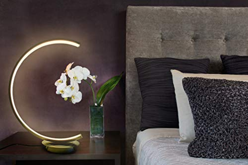 Trango 2019-01XL LED Tischlampe MOONLIGHT | Dimmbar mit Touch | Halbrund Design | Schreibtischlampe & Nachttischleuchte | Nickel matt | inkl. 1x 12W LED Modul | 3000K Warmweiß