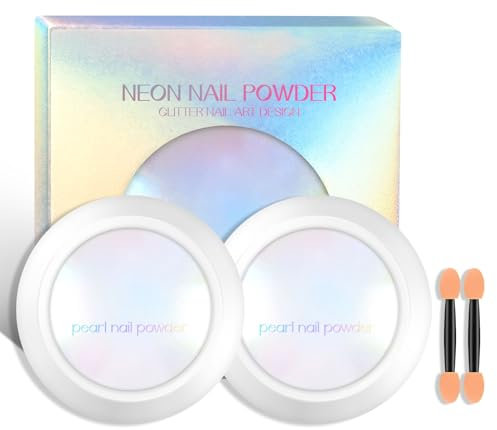 Freeorr 2 Stk. Aurora Chrom Nagel Pulver, Nagel Glitter Mirror Effekt Pigment Mermaid Chrome Nagelpulver, Langlebig Pearl Magic Nagel Dust Nail Art Tipps Dekoration