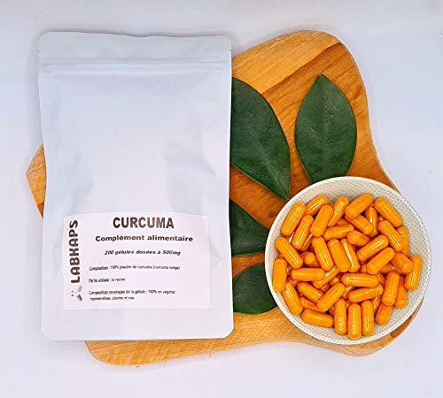 CURCUMA 200 gélules dosées à 500 mg enveloppe 100% végétale - complément alimentaire