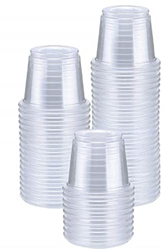 TashiLiving [400 Count -1oz] Disposable Plastic Shot Glasses,Clear Small Cups,Condiment Cups,CondimentsTasting, Sauce, Dipping, Samples Cups