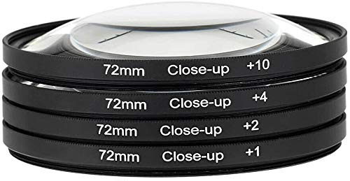 Yangers dslr kamera närbild makrolins filterkit set (+1,+2,+4,+10 förstoring) med förvaringsväska för Canon, Nikon, Sony, Pentax DSLR och spegellösa kameror (72 mm)