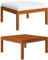 vidaXL Akazienholz Massiv Garten Fußhocker mit Cremeweißer Auflage Gartenhocker Sitzhocker Fußbank Hocker Holzhocker Balkon Terrasse