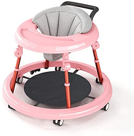 Lauflernhilfe Für Mädchen Rund， Stumm Anti-Rollover Lauflernhilfe, Lauflernhilfe Mit 6 Universalrädern, Verstellbarer, Gepolsterter Sitz Mit Hoher Rückenlehne,faltbares Design Lauflernhilfe Baby 2in 1