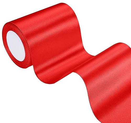 Nastro Rosso Natale, 22 m x 10 cm Largo Nastro Raso per Fiocco Porta Grande, Confezioni Regalo, Festival, Matrimonio