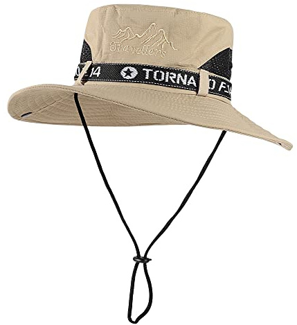 YSTrillion Sombrero del Pescador, Sombrero de Jungla Plegable Bucket Hat Visera Unisex, Sombrero del Cubo para Pesca, Caza y Camping, 55-60CM - Caqui