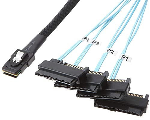Tillåten MINI SAS SFF-8087 till SAS SFF-8482 serveranslutningskabel hög hastighet (1 m, svart)