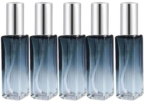 Quixotical 5 Pieces 10ml Glass Perfume Atomisers Refillable, Portable Perfume Spray Bottles, Clear Glass Atomiser Spray Bottles, for Travel Holiday, Business(Gradient Silver)