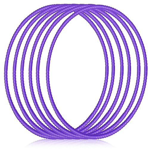 Poen 10 Pcs Exercise Hoop for Kids Detachable Adjustable Plastic Toy Colored Hoop Circles Playground Toys for Teens Games Gymnastics Dog Agility Equipment Party Decor, 28 Inch(Purple)