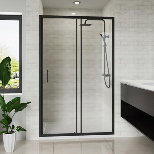 Blümme 1200mm Single Sliding Shower Door Matte Black Framed Bathroom Shower Enclosures Cubicle