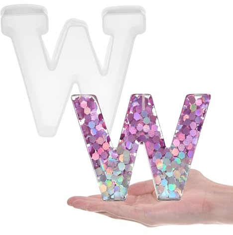 sourcing map Large Letter W Resin Molding 6 3D Capital Alphabet Mould | Silicone Mould for Word Sign Art,DIY Crafts,Home Party Decoration,Candle Wax,Soap Crafts