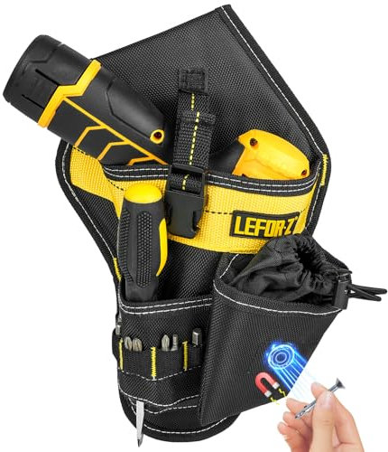 Étui pour perceuse,étui Robuste pour Ceinture à Outils,Support pour perceuse,Pochette pour perceuse Compatible avec la Plupart des perceuses,Noir Jaune