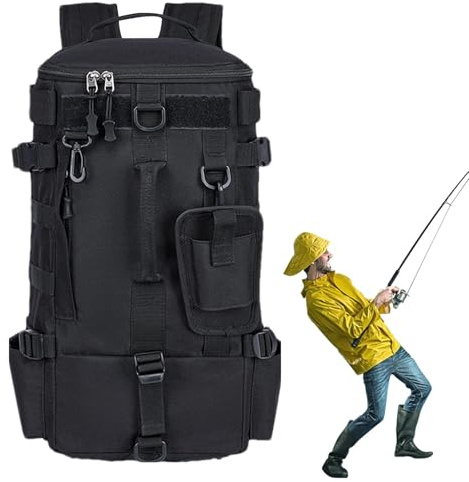 jamgeery Zaino per attrezzatura da pesca, Zaino per attrezzatura | Borsa per attrezzatura da esterno con portacanne,Borsa da viaggio, borsa da pesca, borsa grande per pesca, campeggio, escursionismo