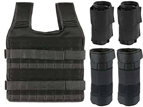 Gilet de Musculation Réglable, Poids D'entraînement, Tissu de Chargement, Musculation avec Poids de Jambe de 6 Kg, Poids de Bras de 5 Kg (35 kg)