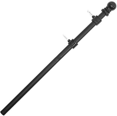 Happyyami 1 Set pennone da giardino casa bandiere del festival con pali Staffa per asta portabandiera da parete prima bandiera portabandiera da giardino pennone in acciaio inossidabile Black