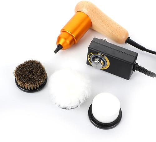 Kit di Lucidatura Elettrica Intelligente, Macchina Lucidascarpe Elettrica a velocità Regolabile, Kit di Pulizia Portatile per La Cura della Pelle con 3 Teste Mobili Morbide E Pulite per Scarpe