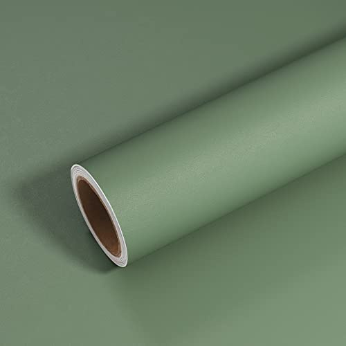 VEELIKE Självhäftande film grön vintage 81 cm × 900 cm självhäftande tapet salviagrön möbelfolie grön tapet sovrum självhäftande tapet självhäftande vägg badrum vattentät väggtapet vardagsrum