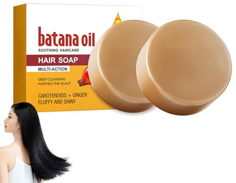 Batana sapone per la cura dei capelli, 2 x 100 g, pulizia profonda rimuove i residui dei capelli, ammorbidisce le imperfezioni del cuoio capelluto, rafforza le radici dei capelli, lascia capelli