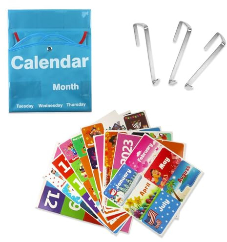 Calendario de bolsillo | Calendario de pared con tarjetas | Tablero de aprendizaje decorativo para profesores y niños, decoración educativa, primaria, jardín de infantes, estudio, hogar, dormitorio