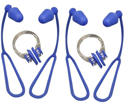 BUGUUYO 2 pezzi Clip Naso e Tappi Orecchie Impermeabili con Corda Morbido Silicone Confortevole per Adulti Protezione Nasale per Nuoto Piscina