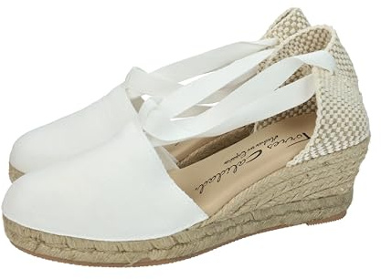 TORRES Valenciana Alpargata Valenciana Blanca de Esparto para Señora, Estilo y Frescura Artesanal Mujer Alpargatas Blanco 36