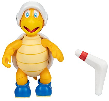 Super Mario Nintendo Action Figures Poseable Articulated 4-Inch Boomerang Hammer Bro Collectible Toys with Boomerang Accessory, Perfect for Kids & Collectors Alike! for Ages 3+