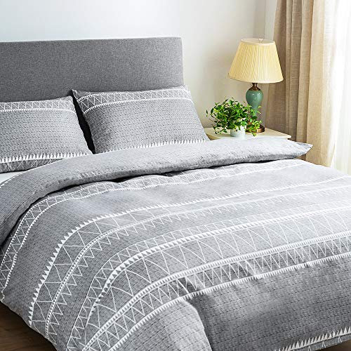 Lekesky King Size Duvet Cover Sets, King Size Bedding- Soft Microfibre Duvet Cover Set with Pillow Cases (1 Comforter Cover 230x220+2 Pillow Cases), Grey
