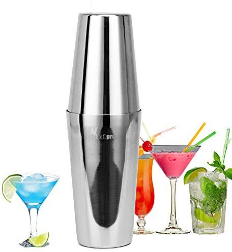 CKductpro Kit Bartender, Boston Cocktail Shaker in acciaio inossidabile Bar Set, Boston 20oz+25oz, Libretto Di Ricette, Agitatore per cocktail, d'argento
