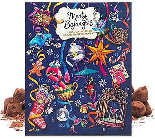 Monty Bojangles Calendario dell'avvento vegano al cioccolato 2024 con tartufi al cioccolato (235 g), perfetto per gli amanti del cioccolato con deliziosi tartufi, splendido calendario dell'Avvento