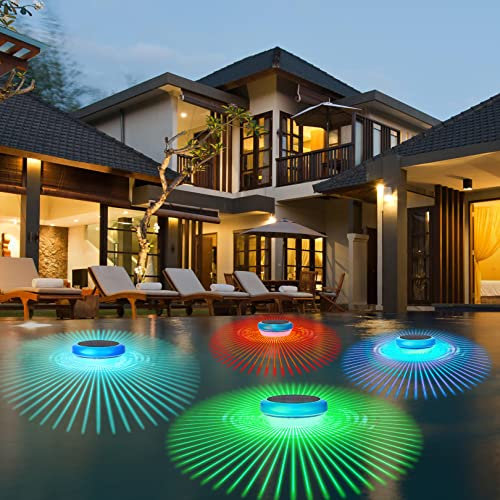 Solar Schwimmende Pool Licht,LED poolbeleuchtung mit Farbwechsel Wasserdicht Teichbeleuchtung für Garten Deko,Unterwasser Licht für Schwimmbädern,Wasserparks verwendet und Pool,Teich,Brunnen (4)