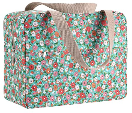 IGNPION Large Travel Toiletry Bag Full Size Travel Wash Bag with Front Pocket Women Large Portable Toiletries Cosmetic Storage Organiser for Swimming, Gym, Trip (Floral Green)
