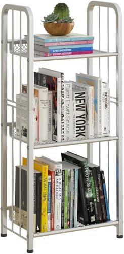 Huhote Leiterregal, Bücherregal mit 3 Ebenen, Freistehendes Regal, Büroregal, Standregal, Stabiler Metallrahmen, Lagerregal für Wohnzimmer, Schlafzimmer, Büro, Arbeitszimmer, Industrieller Stil, Weiß